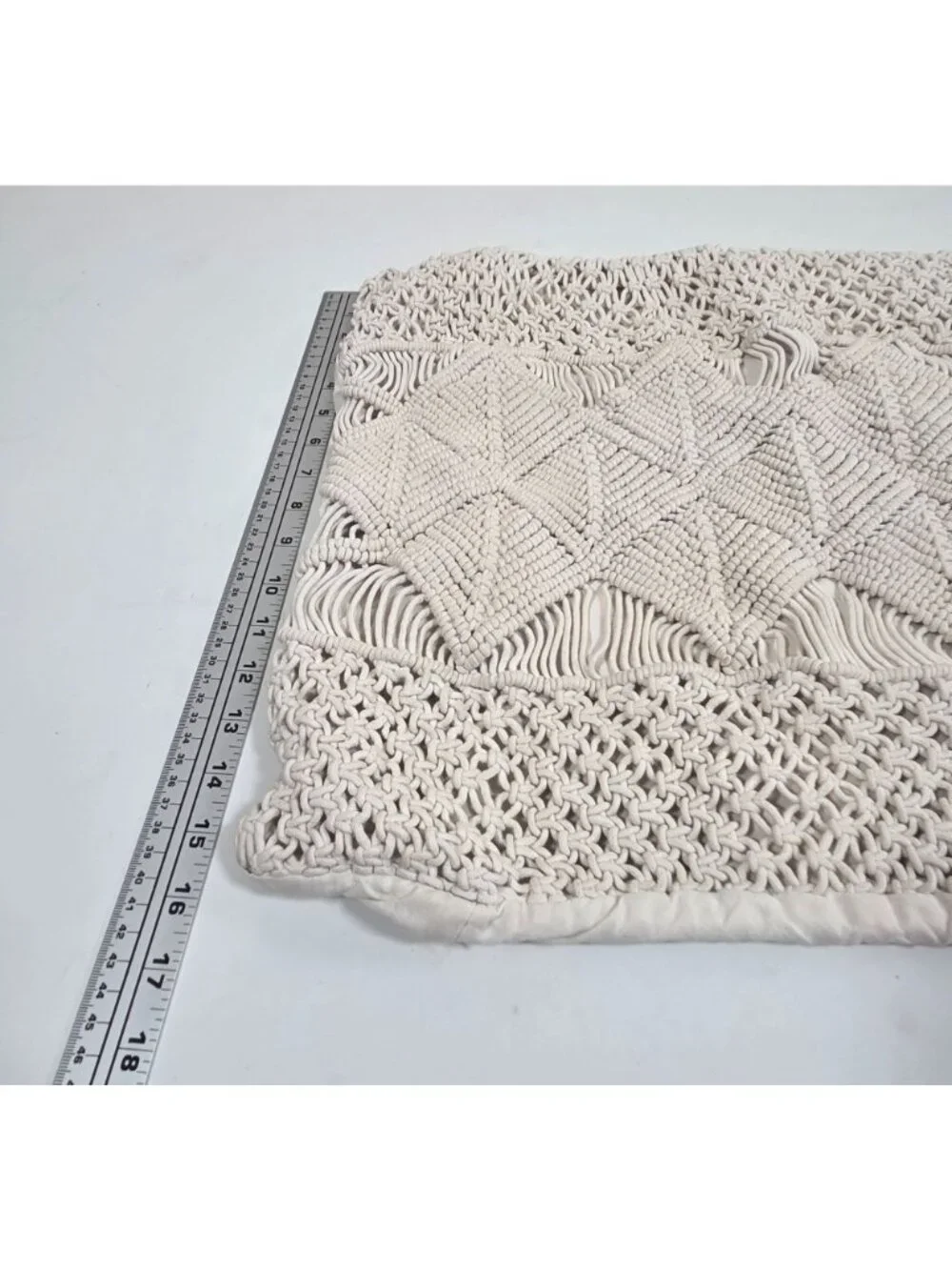 Crate & Barrel Crochet Pillowcase Cream the macrame throw pillow cover